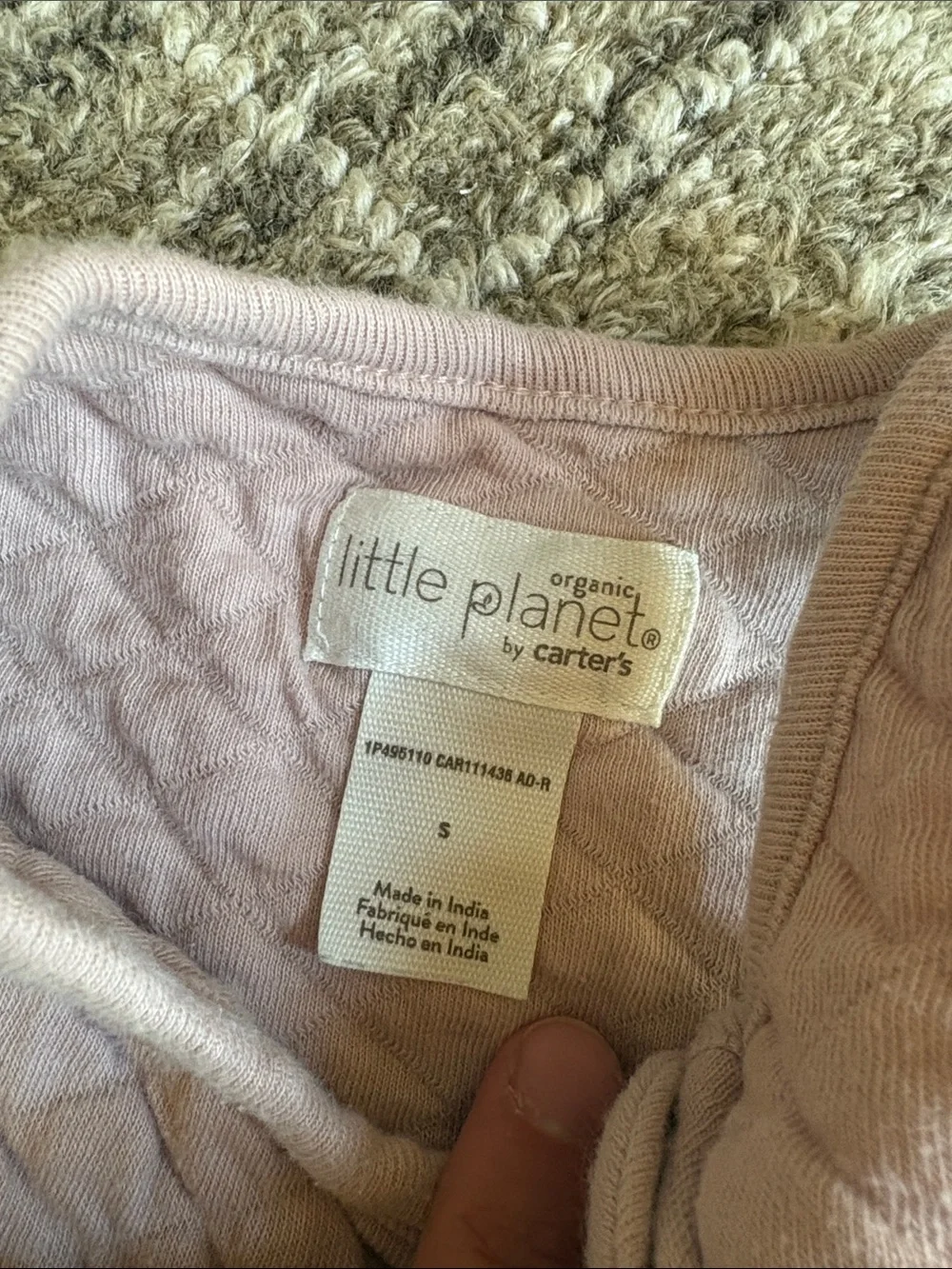 Quilted Sleeveless Sleep Sack in Blush Pink (Size small)